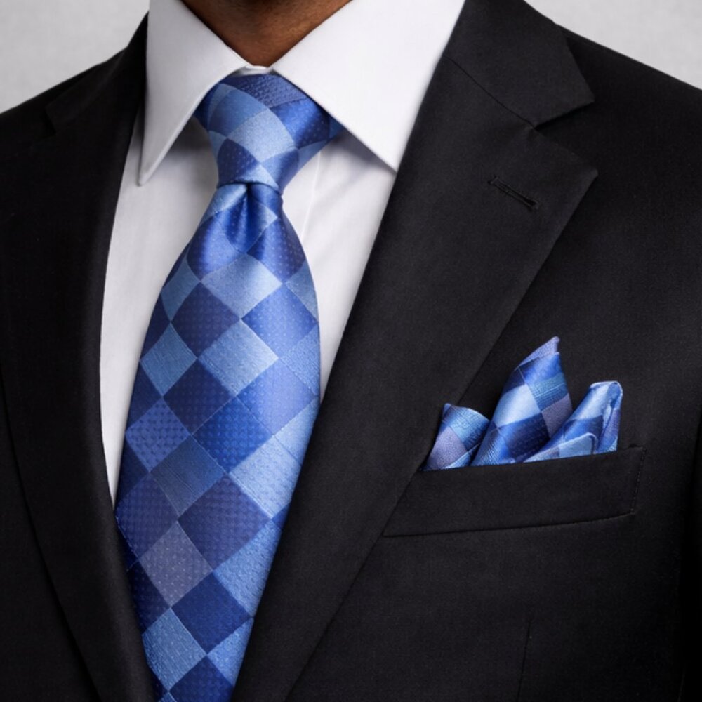 Blue Diamond Necktie Set